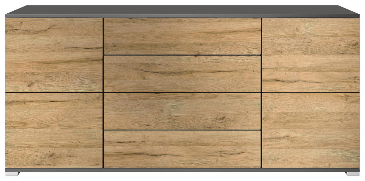 SIDEBOARD Rova Eiche Natur - Eichefarben, Holzwerkstoff (166.5/75.5/35cm) - Vladon