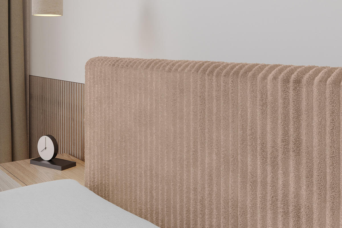 BOXSPRINGBETT mit Matratze H3|H4 und Lattenrost - TOLO KING 120x200 Cord - Beige - Sandfarben, Holzwerkstoff (120/200cm) - ALTDECOR