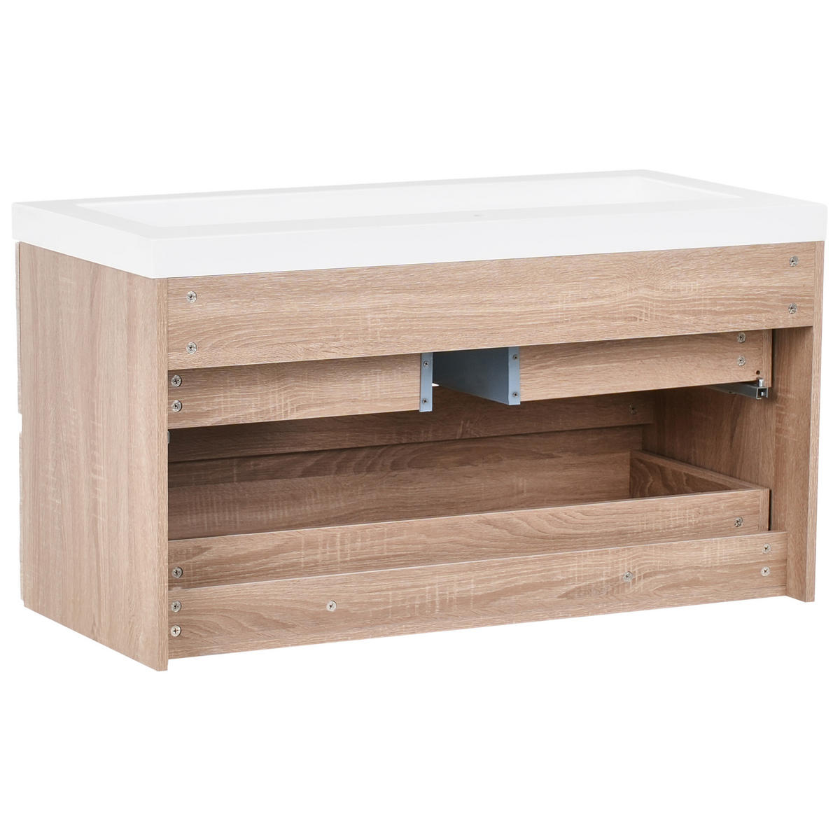 DULAP SUB LAVOAR montat pe perete cu lavoar maro deschis Urucu - maro deschis, compozit lemnos (100/55/46cm) - Beliani