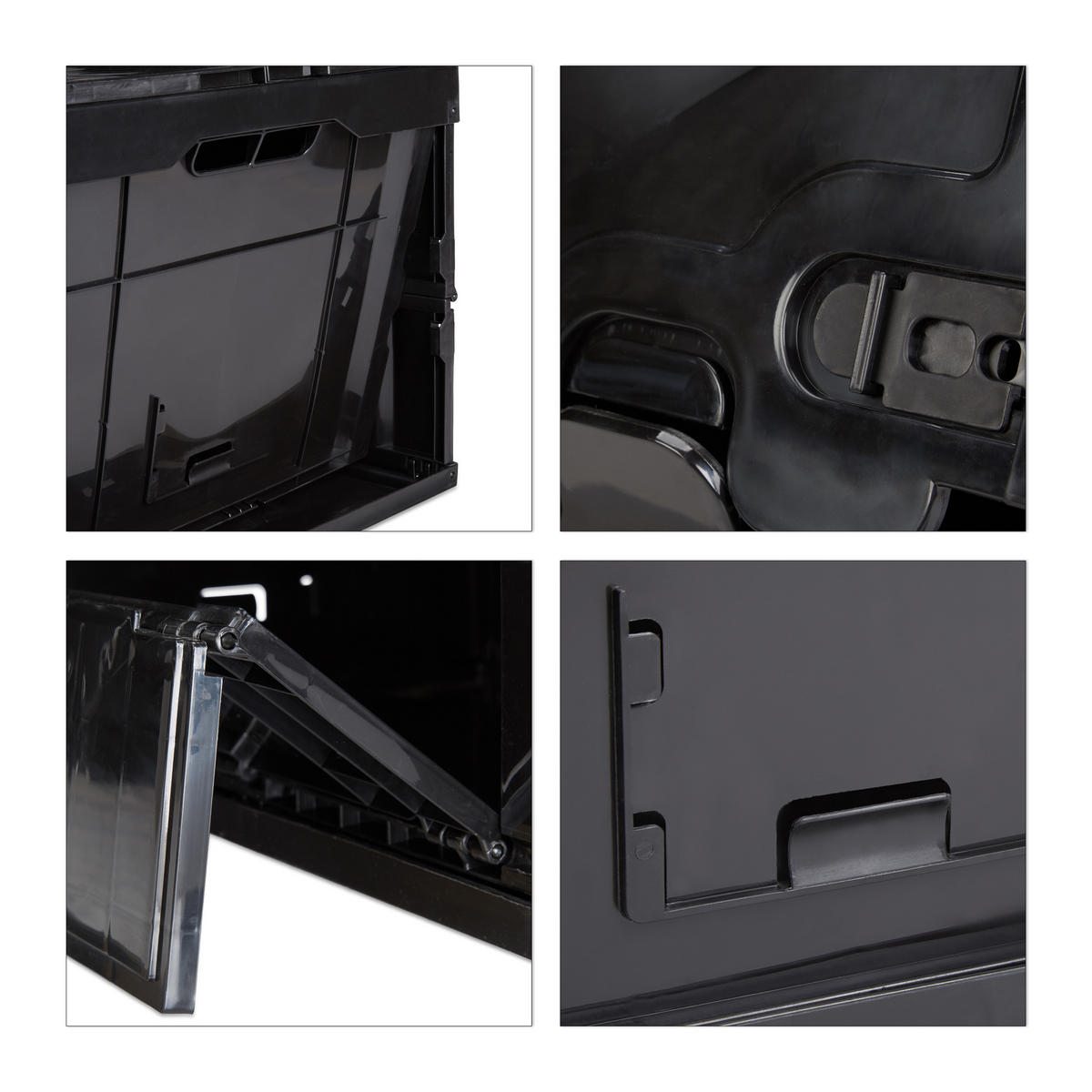 TRANSPORTBOX 60l - Schwarz, Kunststoff (58.5/32.5/39.5cm) - Relaxdays