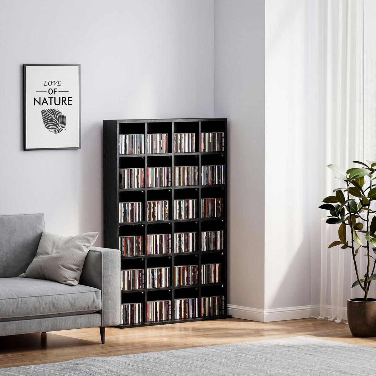 CD-REGAL DE-14442 für 456 CDs/336 DVDs, verstellbare Böden Schwarz - Schwarz, Holzwerkstoff (20/130.5/89cm) - ComfortXL