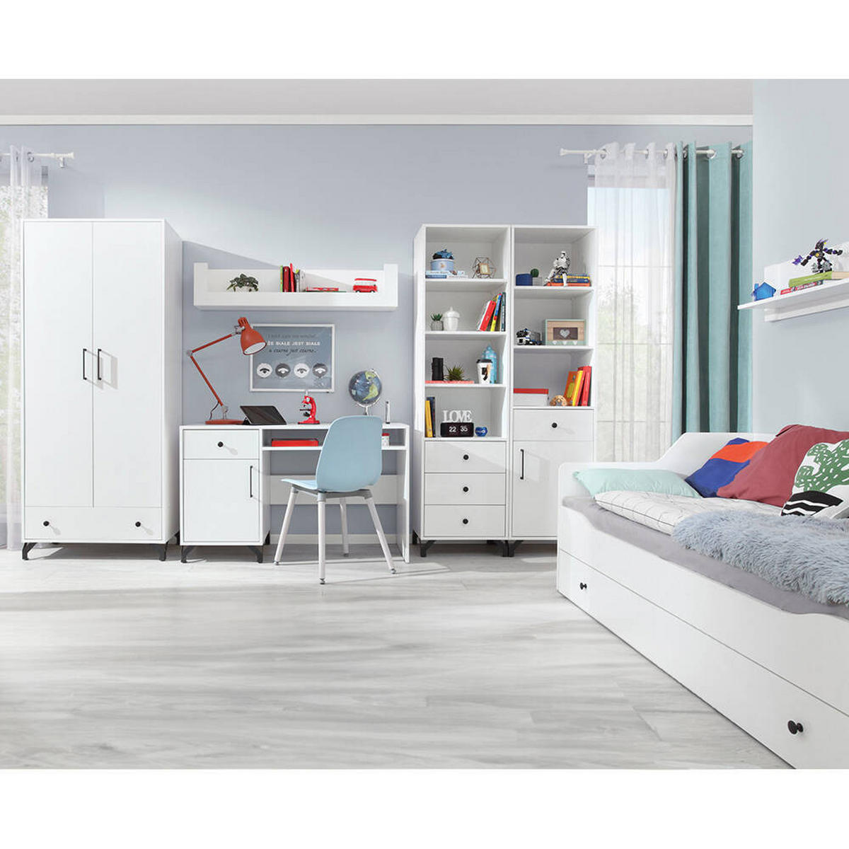 SCHREIBTISCH – 55 x 125 cm – BERGEN System – Weiß - Weiß Hochglanz, Holzwerkstoff (55/125/76cm) - hi-markt