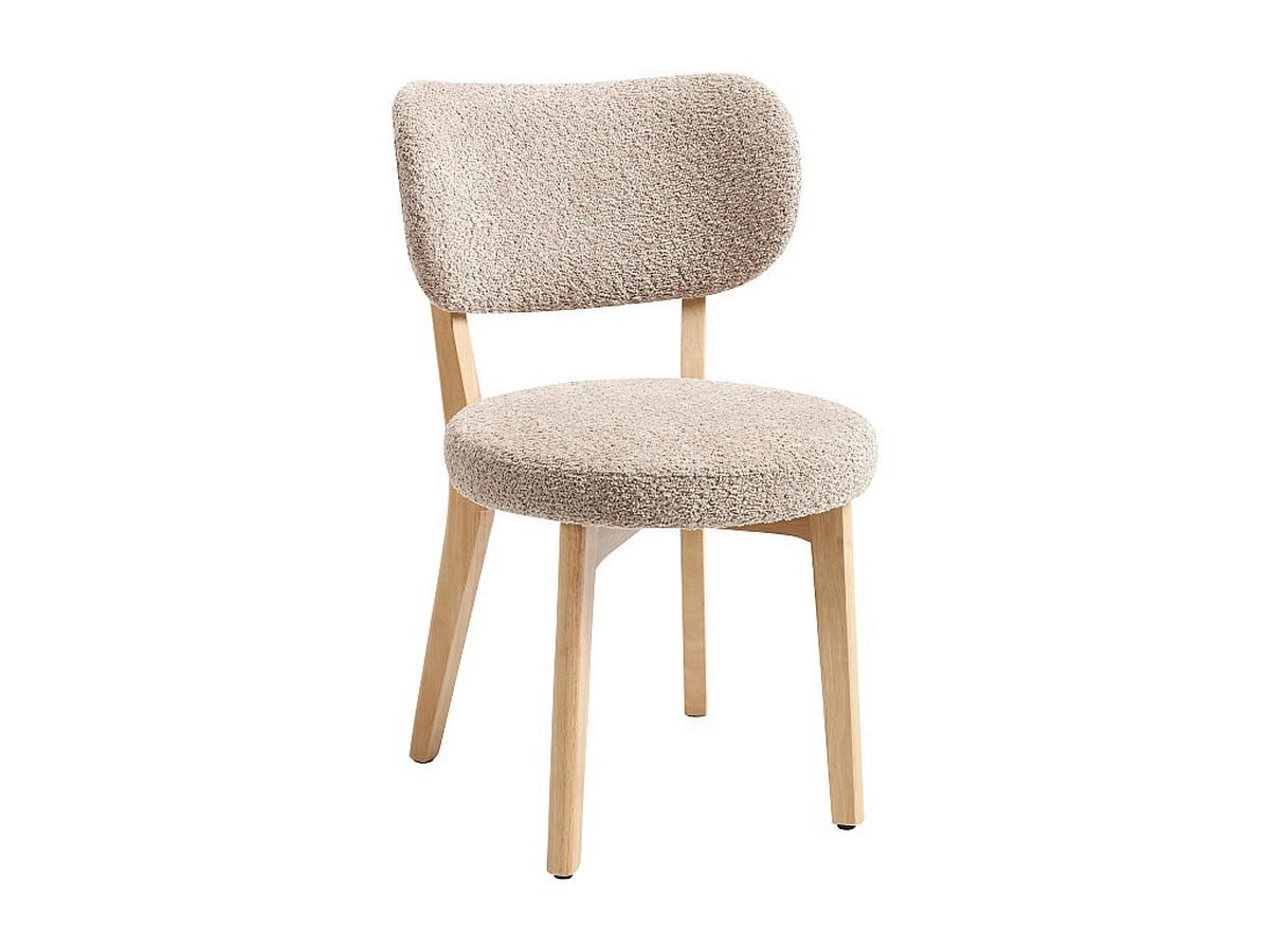 STUHL 2er-Set - Bouclé & Kautschukholz - Taupe - TORIEL - Braun, Holz (57/82.5/51cm) - Vente-Unique