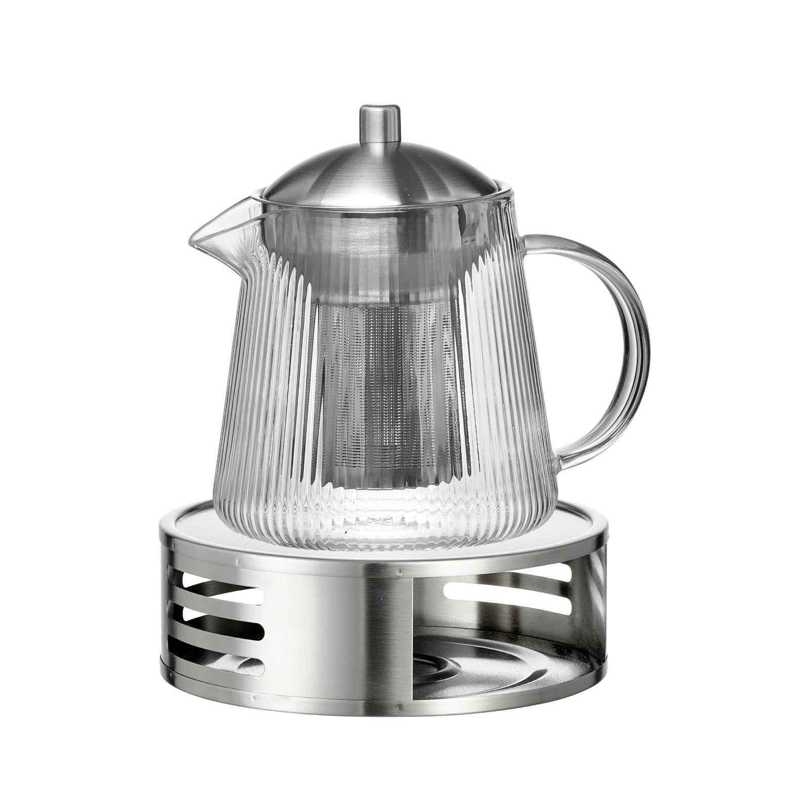 TEEKANNE MIT SIEB & STÖVCHEN Jive transparent 800 ml - Transparent, Glas/Metall (0.8L) - Ritzenhoff Breker