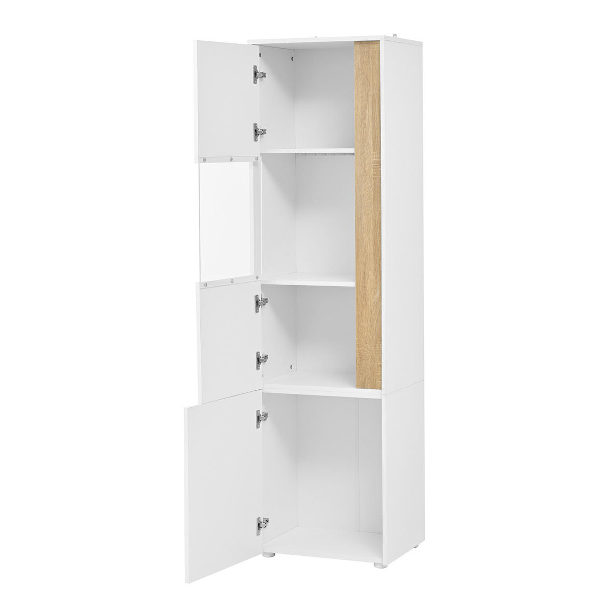 VITRINE 50/40/179 cm aus Spanplatte und Acryl mit LED-Beleuchtung Weiß/Natur - Naturfarben, Holzwerkstoff (50/179/40cm) - Modenvie
