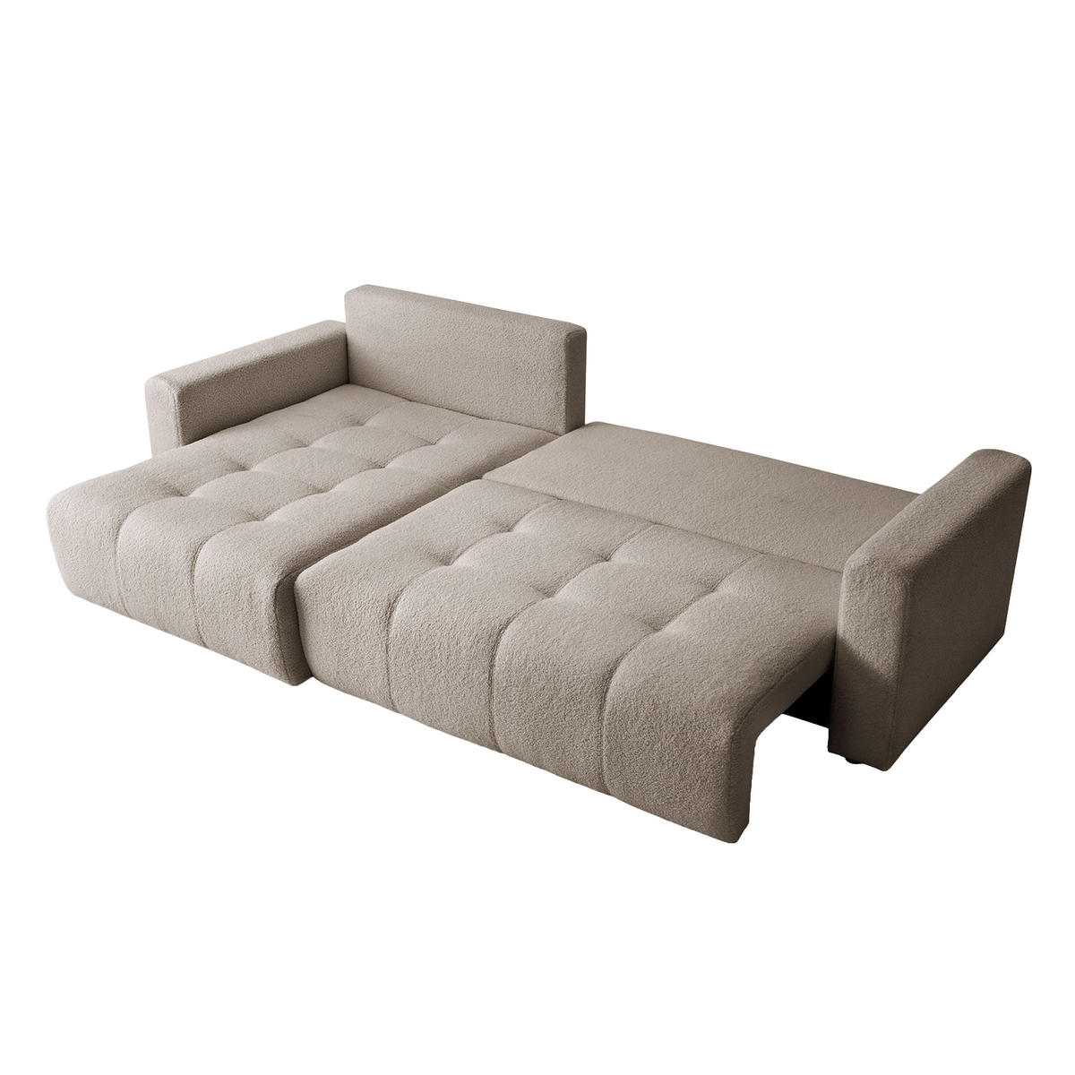 ECKSOFA WALONGO mit Schlaffunktion, Beige - Beige, Textil (261/143cm) - Fedve