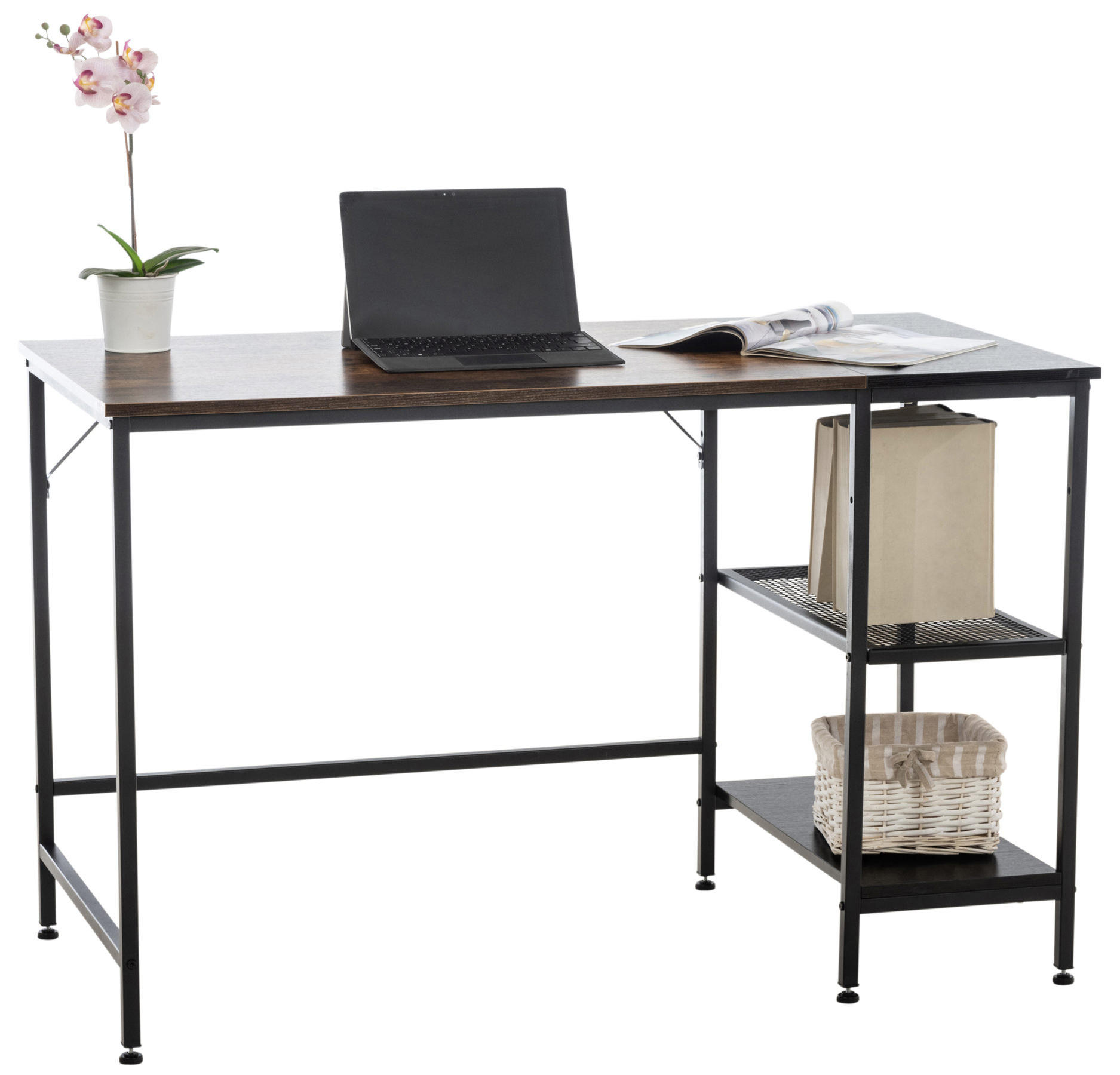 SCHREIBTISCH 120/60/76 cm Holz schwarz/braun - Schwarz/Braun, Holz/Metall (60/120/76cm) - CLP