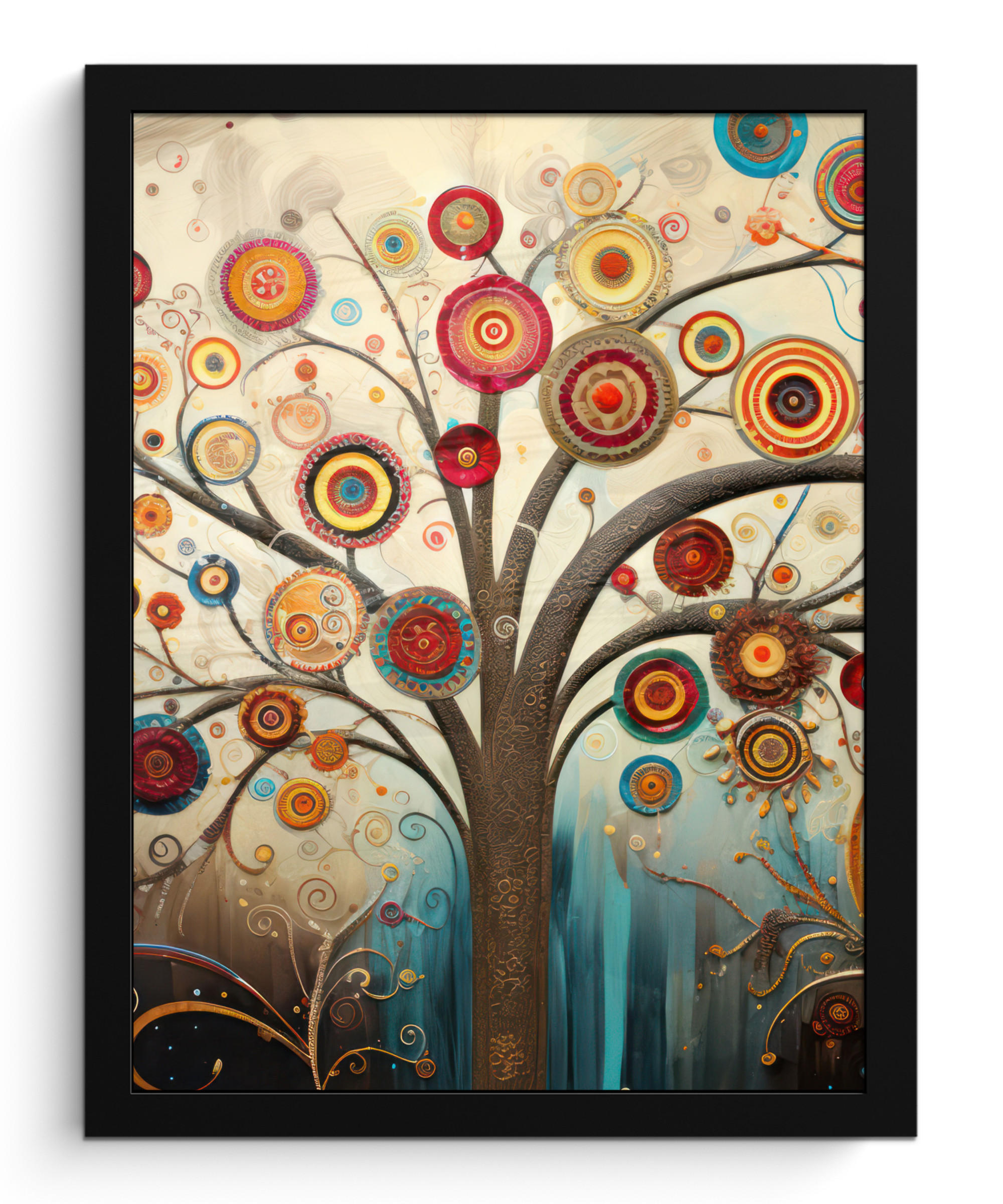 GERAHMTES BILD Baum - Baum des Lebens - Farbe 30x40 cm - Braun, Papier (30/40cm) - MuchoWow