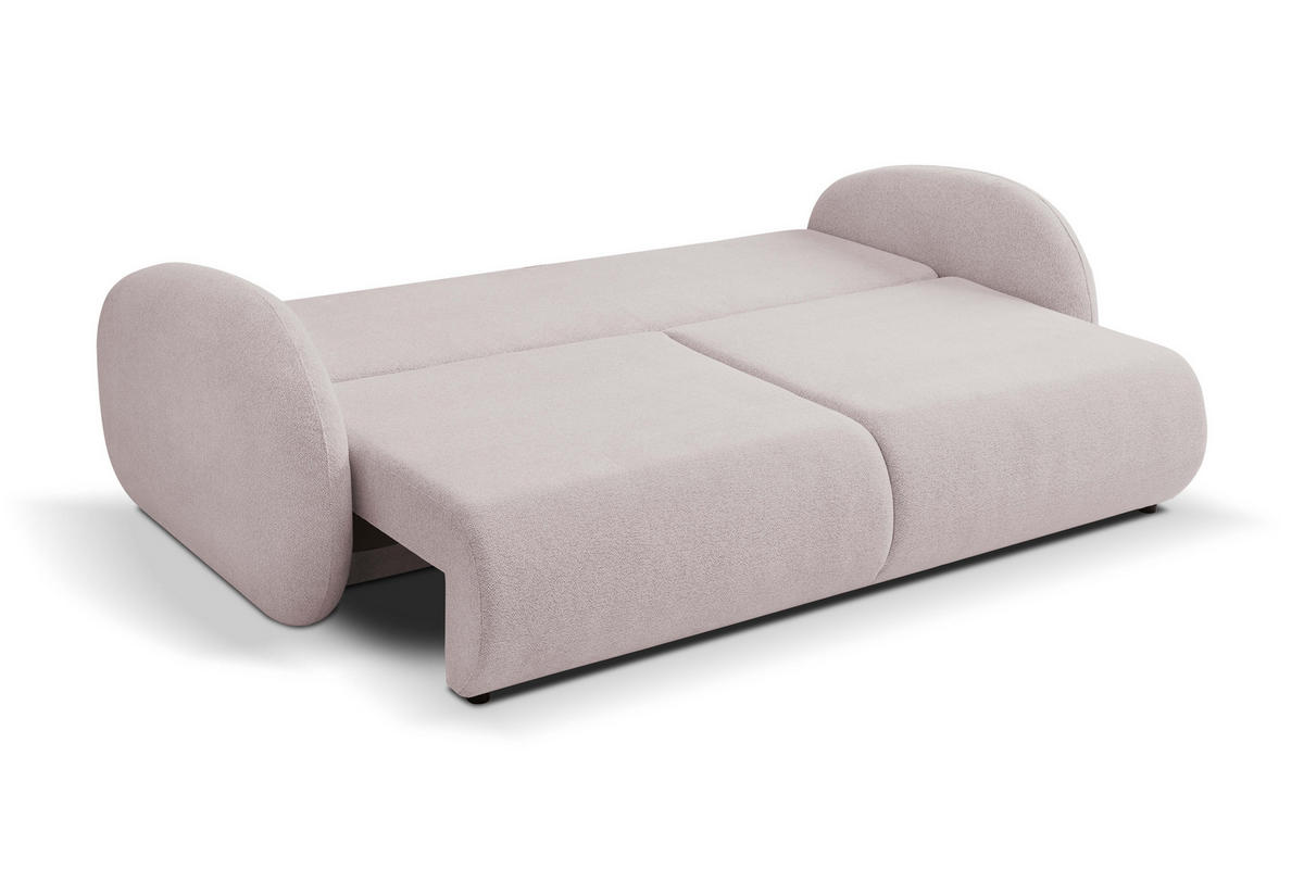SOFA LOOP Schlaffunktion & Bettkasten PUR-Schaum Schwarze Kunststofffüße skandinavischer Stil lose Rückenkissen freistehend 234x112x86 cm Rose - Rosa, Holz/Textil (234/86/112cm) - DomoHome