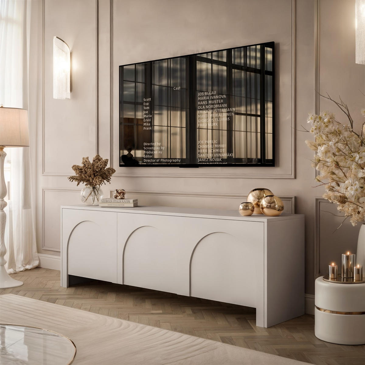 TV-ELEMENT ARIADNA Kaschmir dreitürig - Kaschmir, Holzwerkstoff (154/51/35cm)