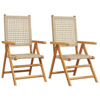 GARTENSTÜHLE 2er Set Beige Massivholz Akazie Und Poly Rattan - Beige, Holz (57/109/70cm) - vidaXL