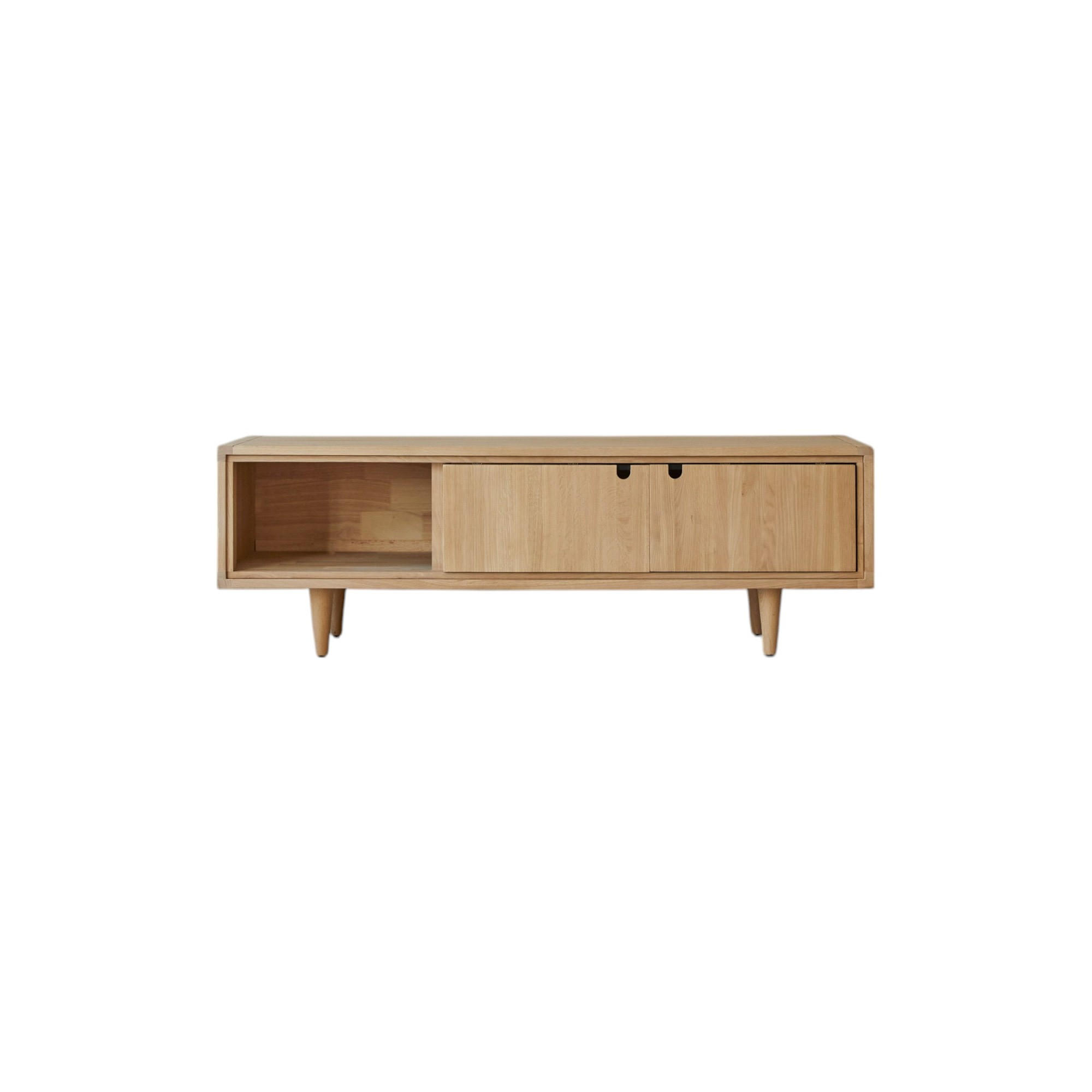 TV-SCHRANK Jonàk Natur aus Eiche - Naturfarben, Holz (140/45/45cm) - Tikamoon