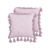 DEKOKISSEN 2er-Set Rosa 45/45 cm Lynchis - Pink, Naturmaterialen/Textil (45/45cm) - Beliani
