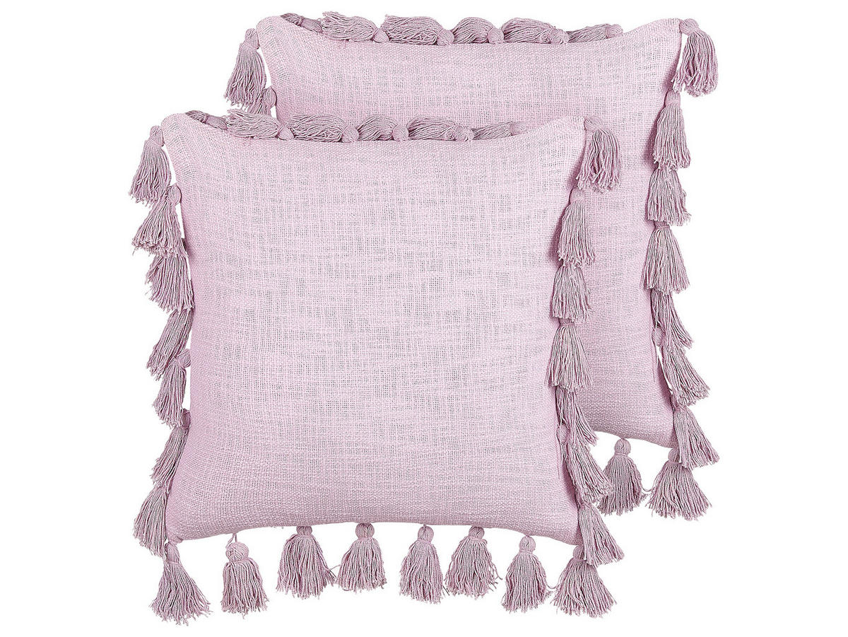 DEKOKISSEN 2er-Set Rosa 45/45 cm Lynchis - Pink, Naturmaterialen/Textil (45/45cm) - Beliani