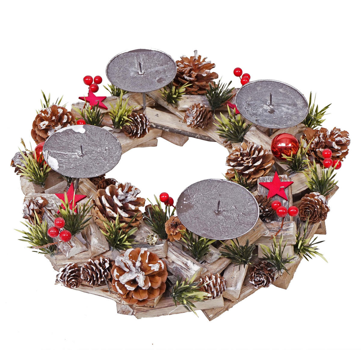 ADVENTSKRANZ HOLZ OHNE KERZEN Grau, Multicolor - Multicolor/Grau, Holz (12cm) - MCW