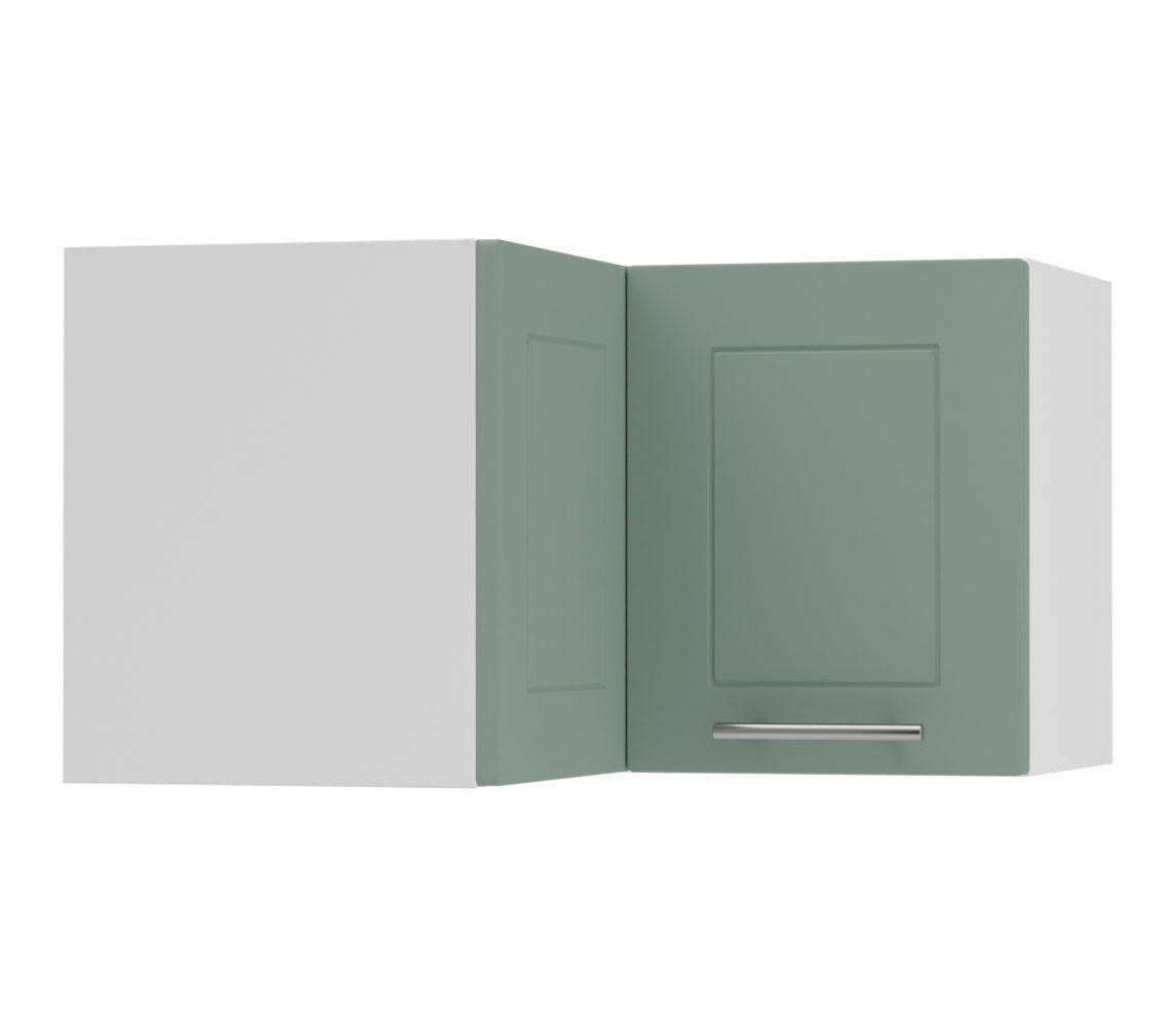 ECKHÄNGESCHRANK Kvantum W12/60/36 Mint Matt / Weiß Matt 60 / 60 / 36cm - Weiß/Mintgrün, Holz/Holzwerkstoff (60/36/60cm) - Feldmann-Wohnen