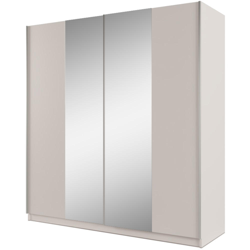 SCHWEBETÜRENSCHRANK Perla mit 2 Türen und Spiegel, 200 cm, Sandbeige - Sandfarben, Holzwerkstoff (200/210/65cm) - Beautysofa