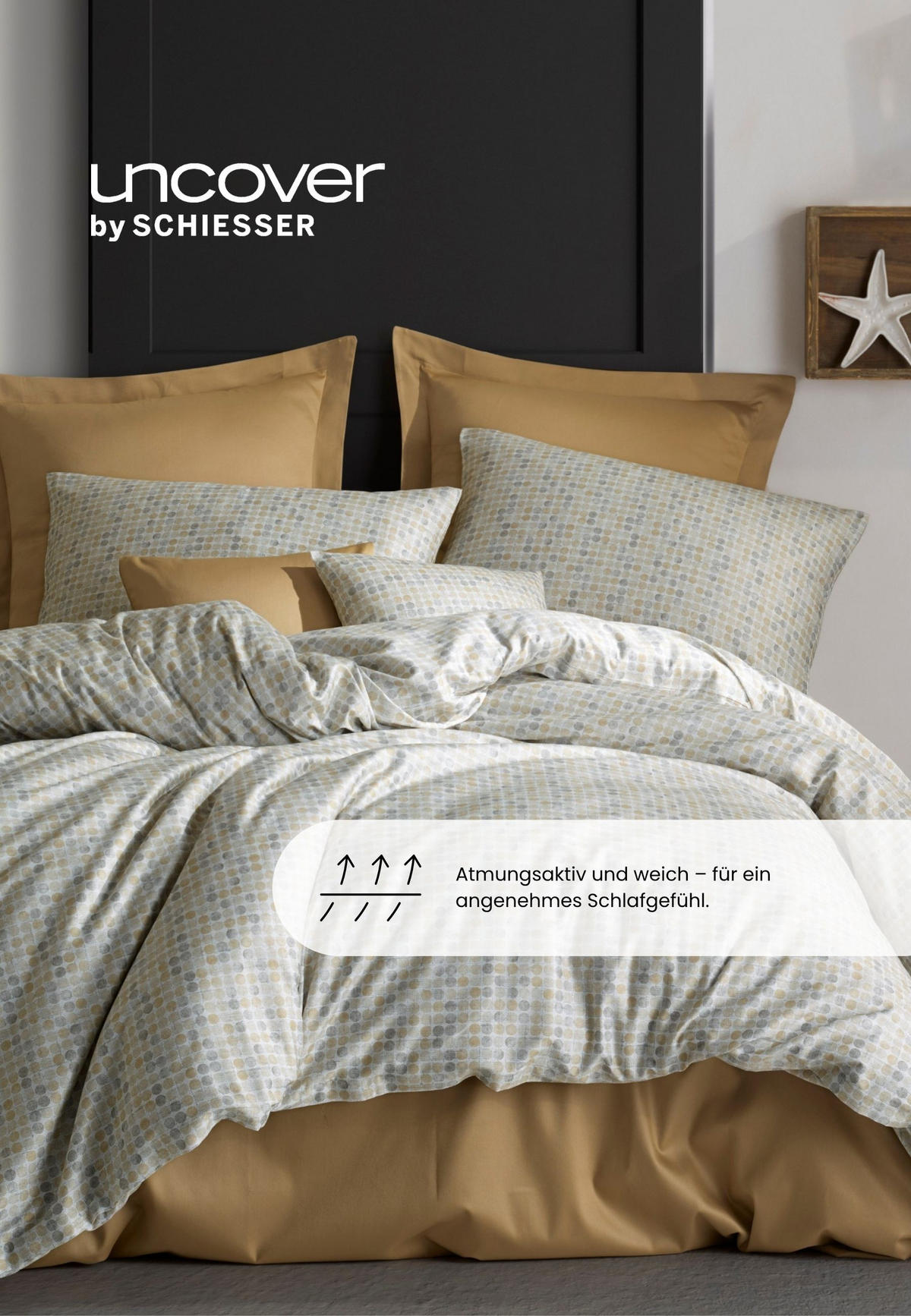 BETTWÄSCHESET Punto - Baumwollsatin - 2-teilig - 135x200cm - Beige - Beige, Textil (135/200cm) - Uncover by Schiesser