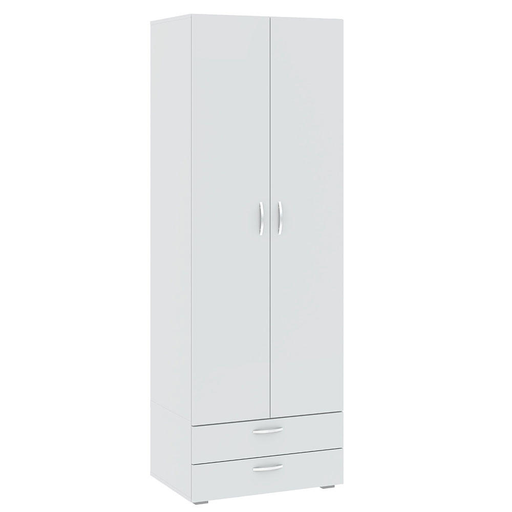 KLEIDERSCHRANK Basic Weiß 74 / 52 / 214 cm - Silberfarben/Weiß, Holz/Holzwerkstoff (74/214/52cm) - Feldmann-Wohnen