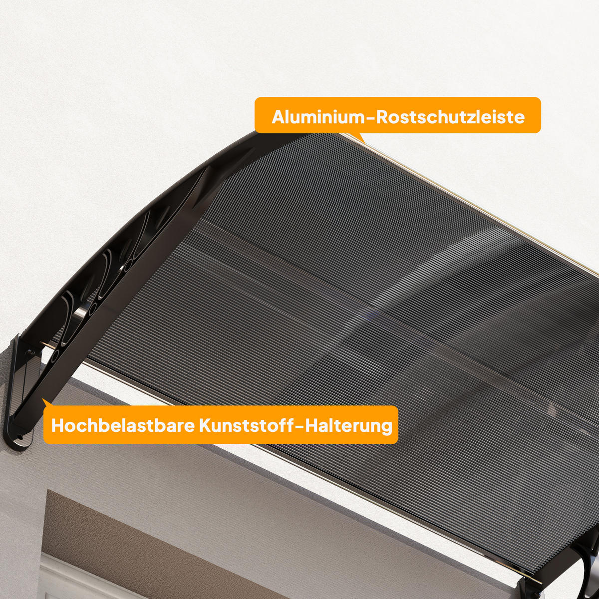VORDACH-FÜR-HAUSTÜR Polycarbonat Schwarz - Schwarz, Kunststoff (75/23/100cm) - Outsunny
