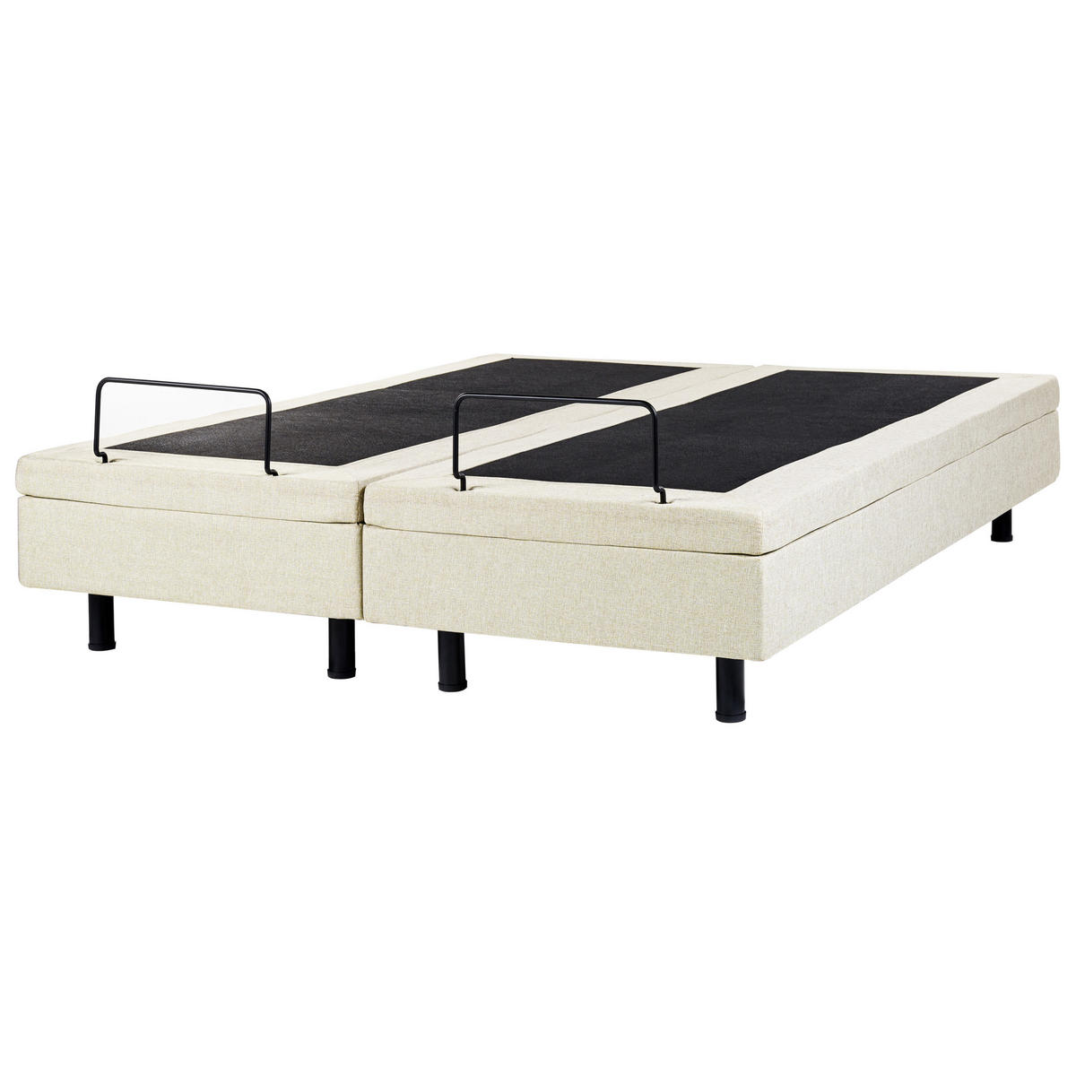 POLSTERBETT Verstellbar 160/200 cm Beige Duke II - Beige/Schwarz, Textil (160/200cm) - Beliani