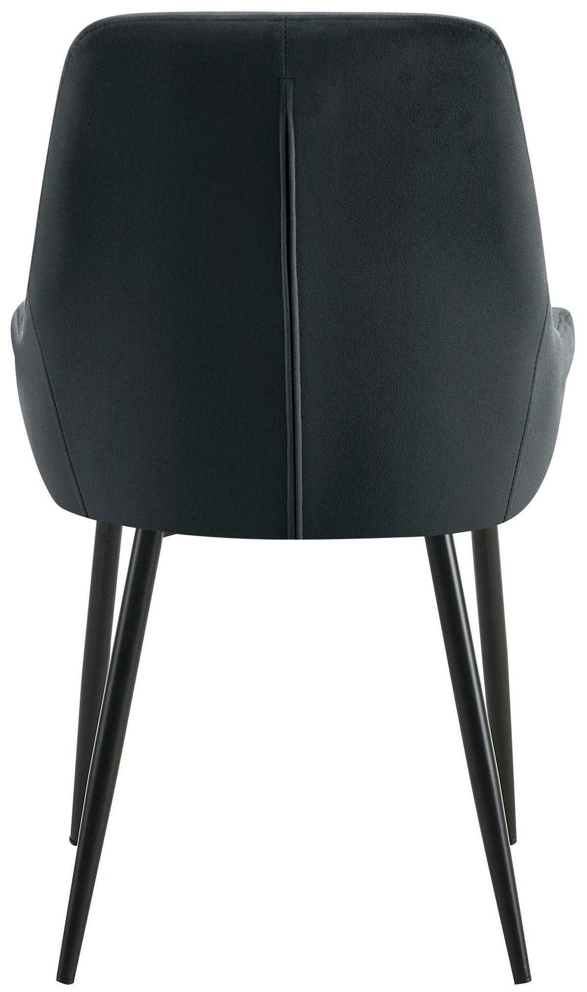 ESSZIMMERSTUHL 2er Set Punar Samt Schwarz Schwarz Wohnzimmerstuhl - Schwarz, Textil (50/86/53cm) - DELUKE