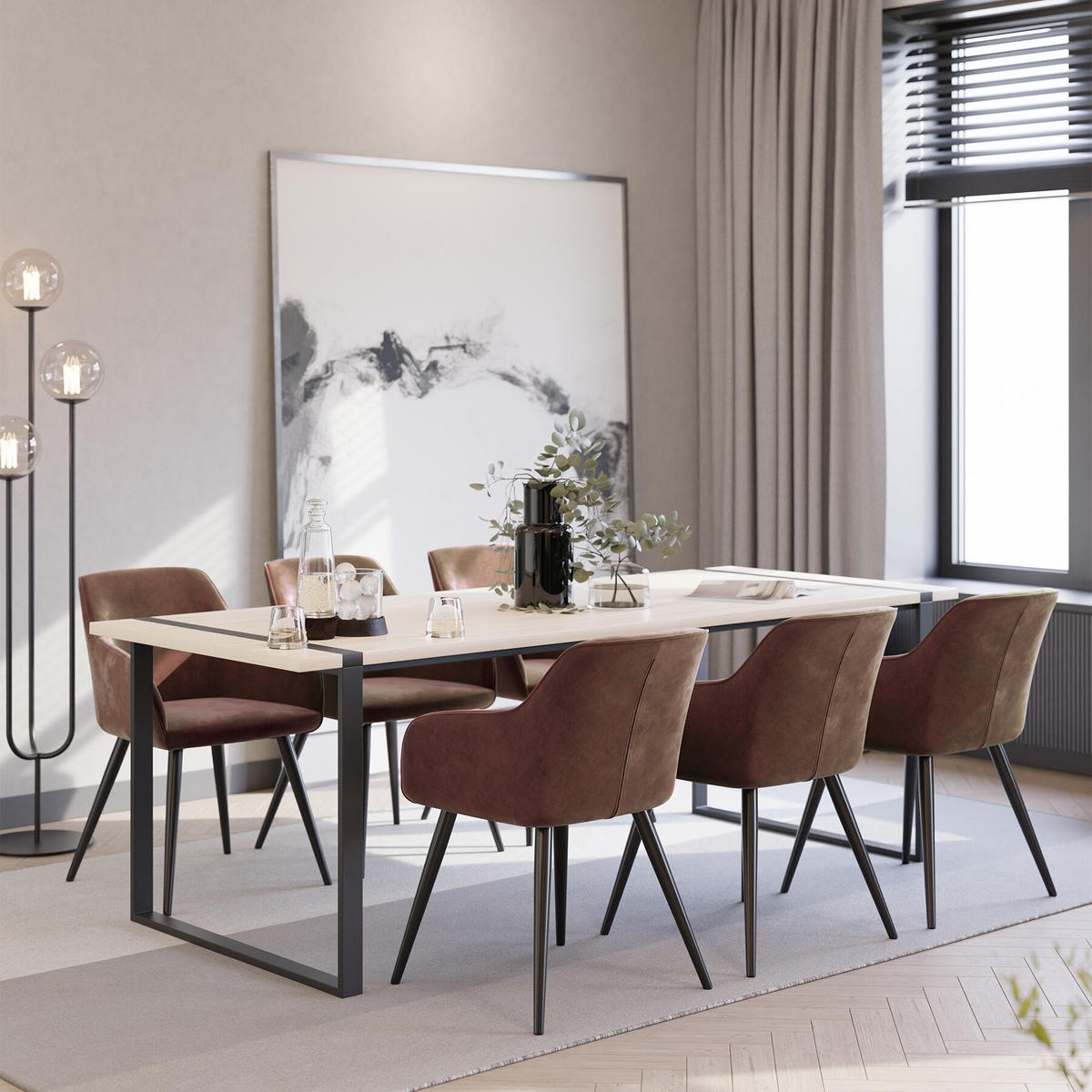 ESSZIMMERSTUHL Marilyn,58 x 62 x 82 cm,braun/schwarz - Schwarz/Braun, Textil (58/82/62cm) - tectake