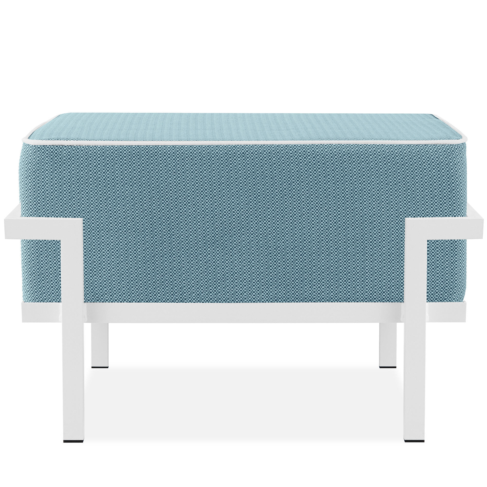 GARTENLOUNGE-HOCKER TRIGLO auf Metallfüßen, Modern, Weiß - Blau/Weiß, Textil/Metall (69/44/54cm) - KONSIMO®
