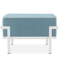 GARTENLOUNGE-HOCKER TRIGLO auf Metallfüßen, Modern, Weiß - Blau/Weiß, Textil/Metall (69/44/54cm) - KONSIMO®