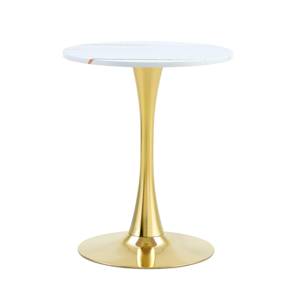 BEISTELLTISCH 60/60/72 cm mit thermoformter MDF-Tischplatte und Metallgestell, runde Form, Weiß/Gold - Weiß, Holzwerkstoff (60/60/72cm) - Redom