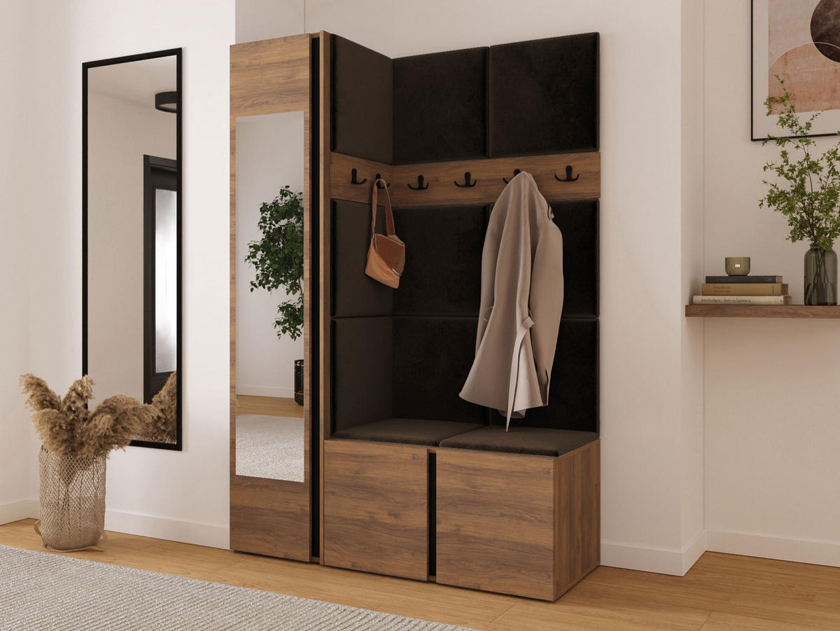 GARDEROBEN-SET Orion X - Nussbaumfarben/Braun, Holzwerkstoff/Kunststoff (124/186/46cm) - MIRJAN24