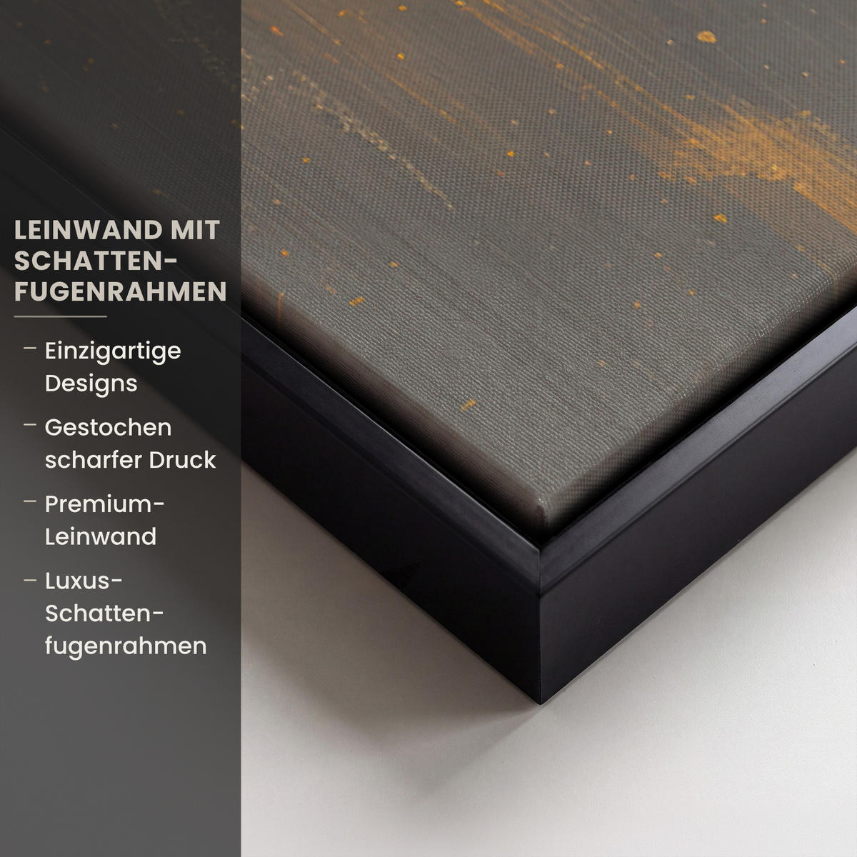 LEINWAND Bilder mit Rahmen - Baum - Blätter - Gold - Abstrakt - 60x90 - Grau, Textil (60/90cm) - MuchoWow