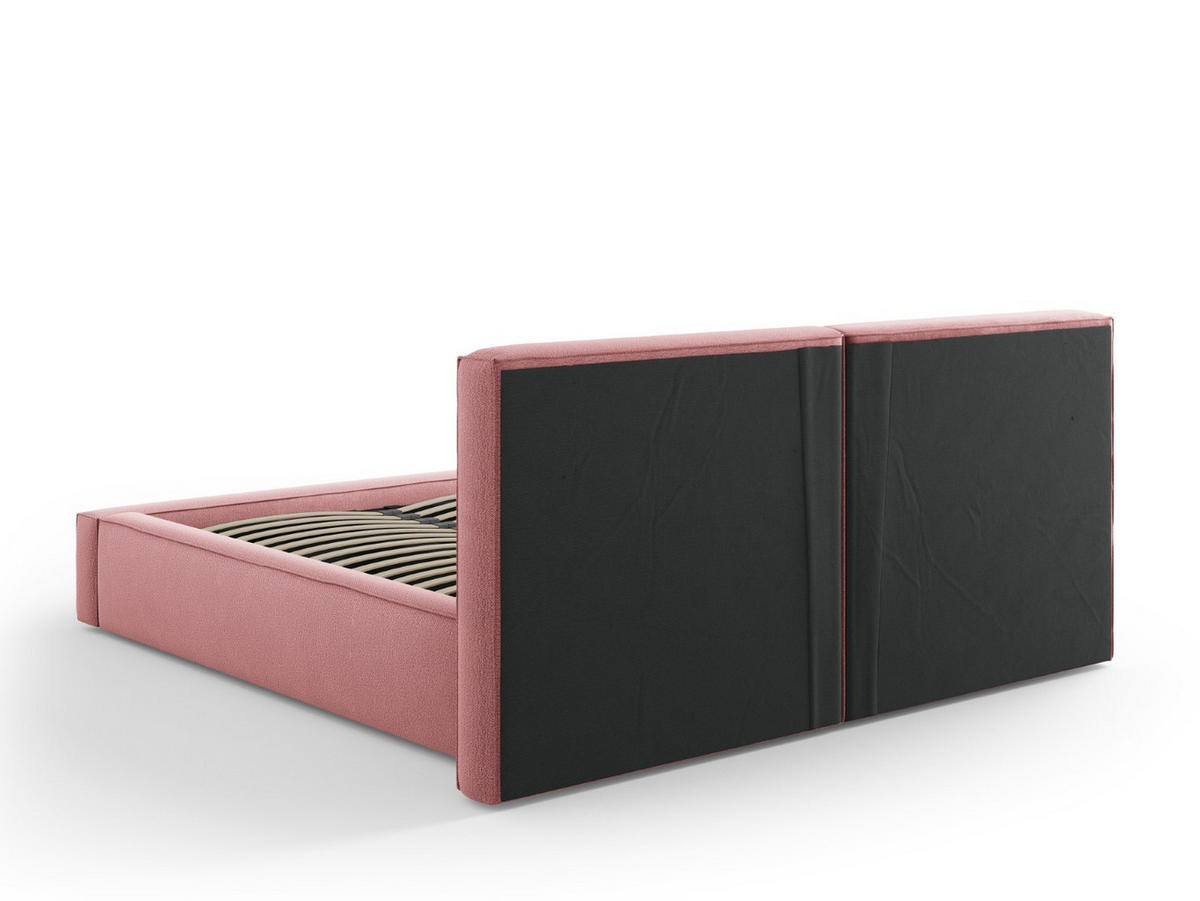 BETT mit Bettkasten und Kopfteil Jodie aus strukturiertem Stoff rosa 160x200cm - Pink, Textil (160/200cm) - Micadoni