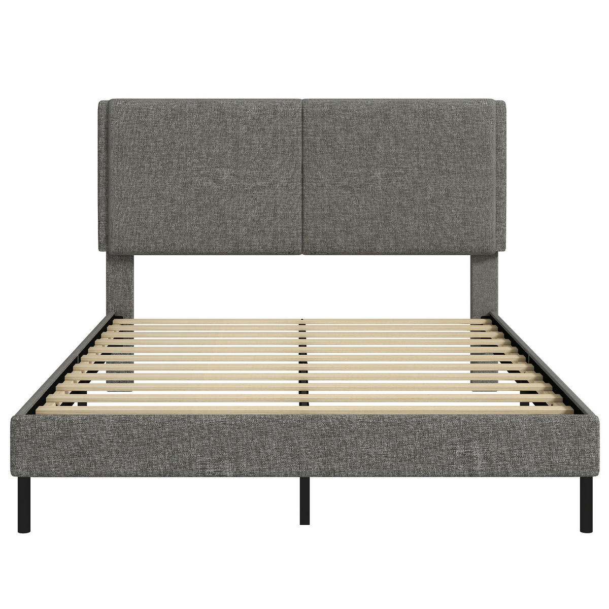 BETT Grau 140/190 cm - Grau, Textil/Metall - PANGIVO