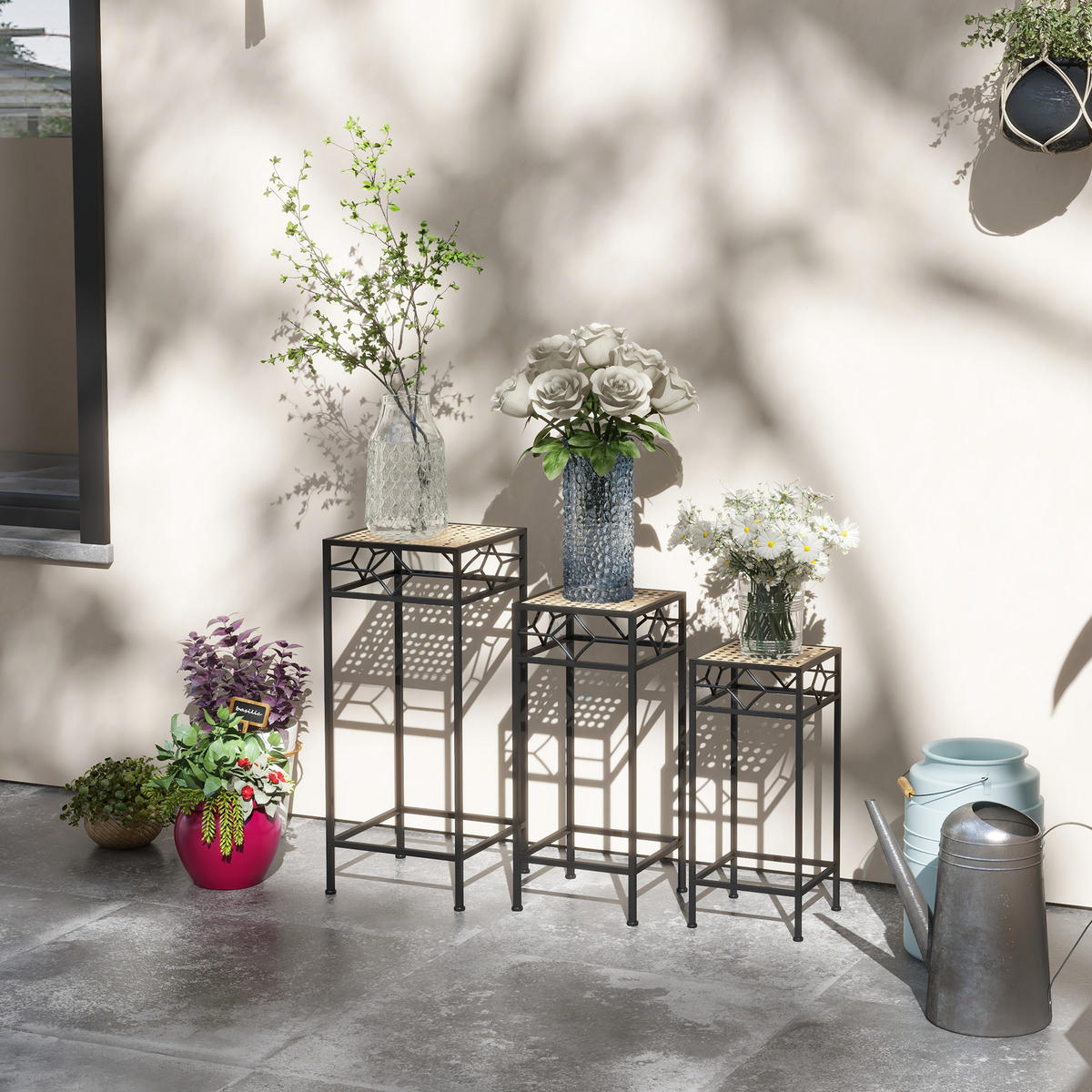 PFLANZENSTÄNDER, Metall, Gold - Goldfarben, Metall (28/28/66cm) - Outsunny