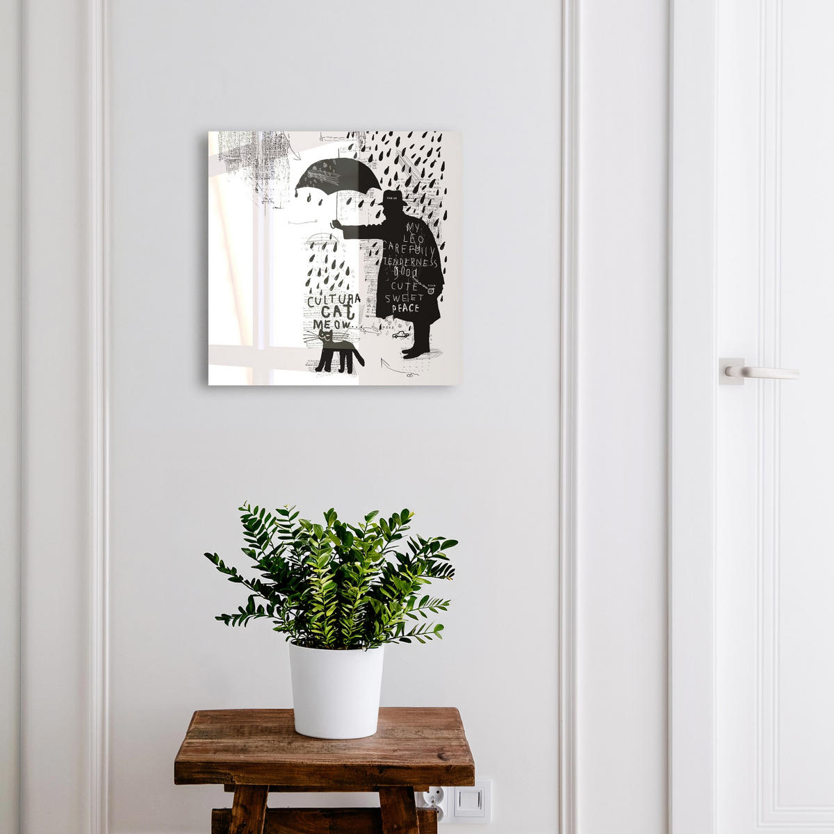 SCHLÜSSELBOX Schwarz 30x30 cm- Türöffnung nach rechts - Schwarze Silhouette - Schwarz, Metall (30/30/5cm) - TULUP