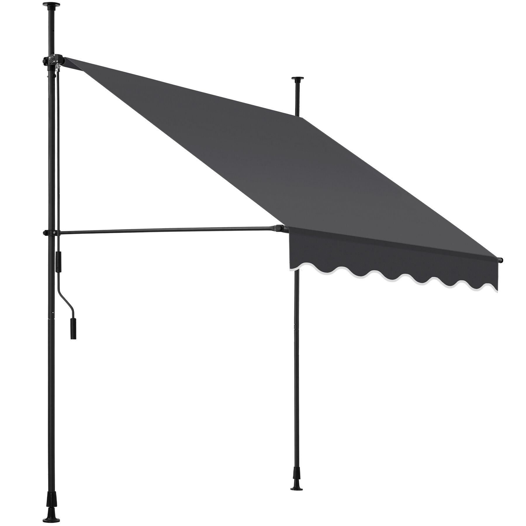 KLEMMMARKISE ,einfache Montage,schwarz/grau - Schwarz/Grau, Kunststoff (150/304/180cm) - tectake
