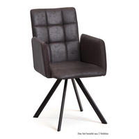 ARMLEHNSTUHL (2er-Set) Dayle 52x91x60 Schwarz/Espresso - Dunkelbraun/Schwarz, Kunststoff (60/91/52cm) - 58aufmkessel