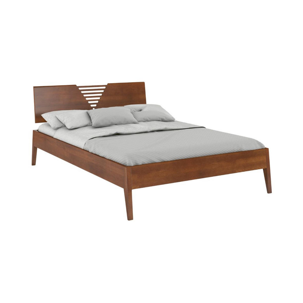MASSIVHOLZBETT Wolomin in Nussbaumfarbe, Buche-lackiert, 180x200 - Walnussfarben, Holz/Buchenholz (180/200cm) - Visby