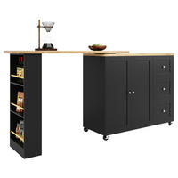 BARTISCHSCHRANK 360° drehbar auf Rollen 203 x 39 x 106 cm Schwarz - Schwarz, Holz (39/106/203cm) - Beauniv