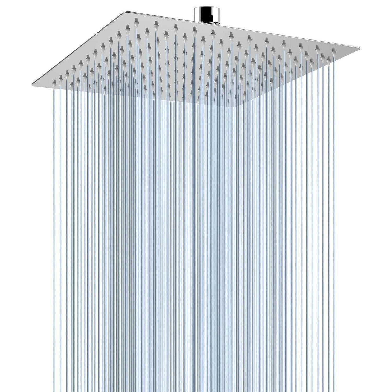 REGENBRAUSE 25 cm Quadrat Hochdruck Duschkopf Edelstahl Chrom - Silberfarben, Metall (25/2/25cm)