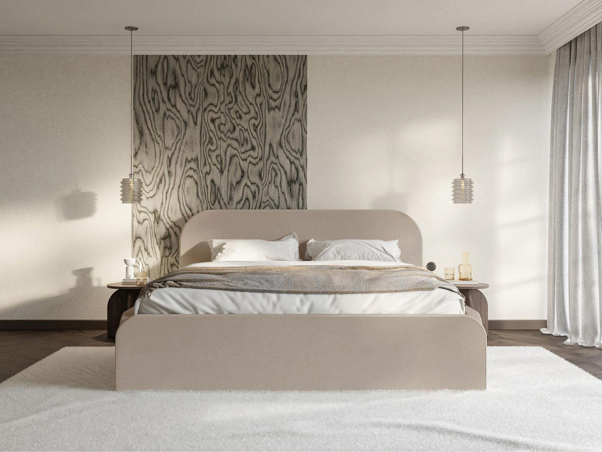 POLSTERBETT Umike Beige Samt mit Bettkasten 140x200 cm - Beige, Textil (140/200cm) - Selsey