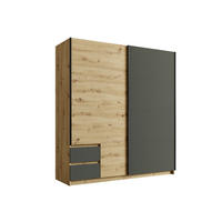 KLEIDERSCHRANK UREVIA 11 - 180,8×198,3×59,3 cm 2 Türen & 2 Schubladen Grau Graphit / Artisan Eiche - Eiche Artisan/Grau, Holz/Holzwerkstoff (180.8/59.3/198.3cm) - Milaros Markt