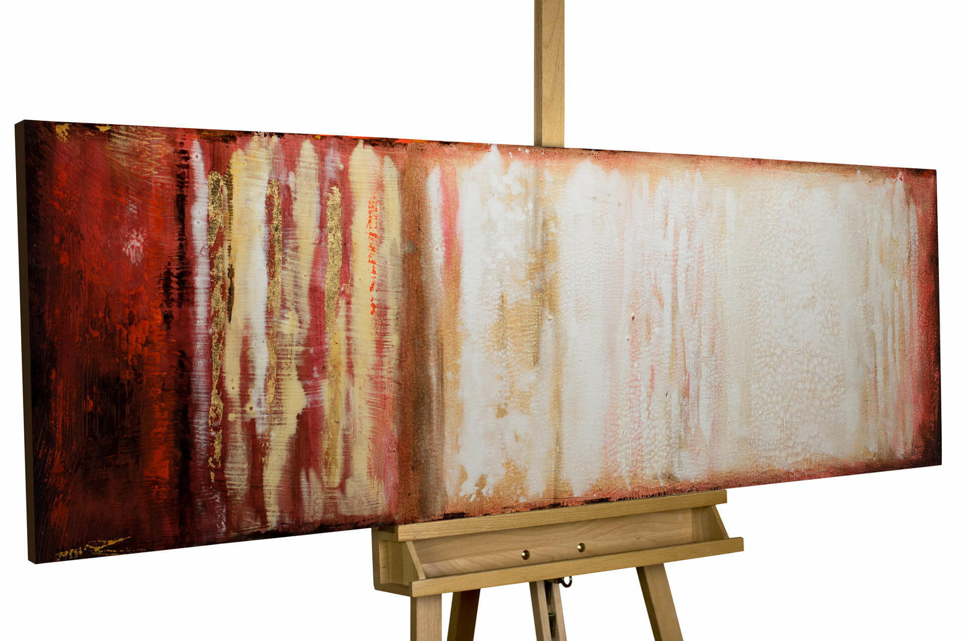 ACRYLBILD HANDGEMALT 150/50 cm - Rot/Braun, Holz/Textil (2.2/50cm) - KUNSTLOFT