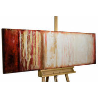 ACRYLBILD HANDGEMALT 150/50 cm - Rot/Braun, Holz/Textil (2.2/50cm) - KUNSTLOFT