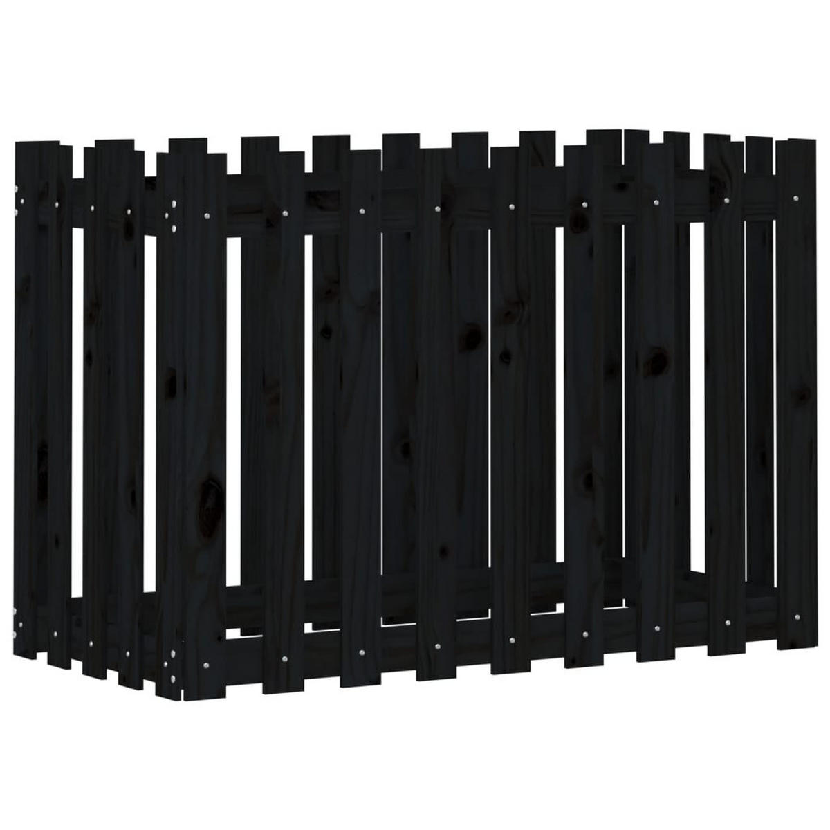 HOCHBEET Latten-Design Schwarz 100x50x70 cm Massivholz Kiefer - Schwarz, Holz (100/70/50cm) - furnicato