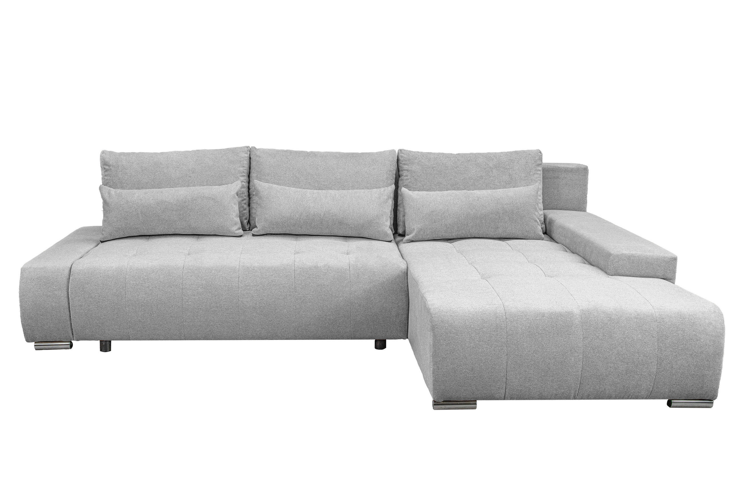 ECKSOFA Bloom mit Bettkasten und Schlaffunktion L-Form - Hellgrau, Textil (267/185cm)