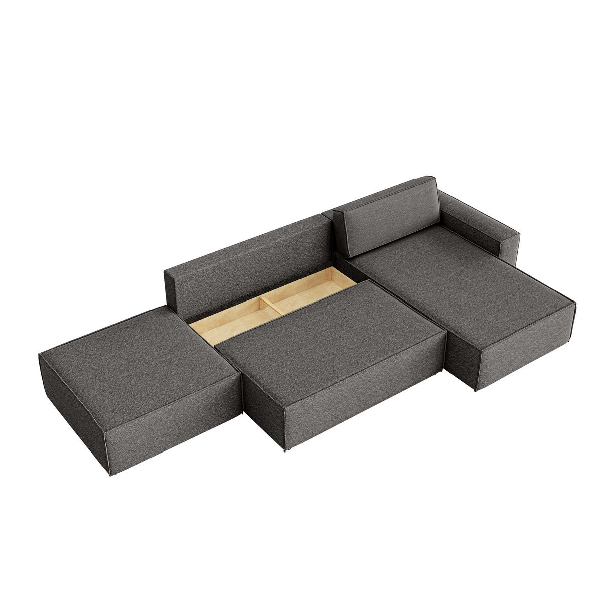 ECKSOFA Lummo La mit Schlaffunktion, Graphit - Graphitfarben, Textil (363/185cm) - Fedve