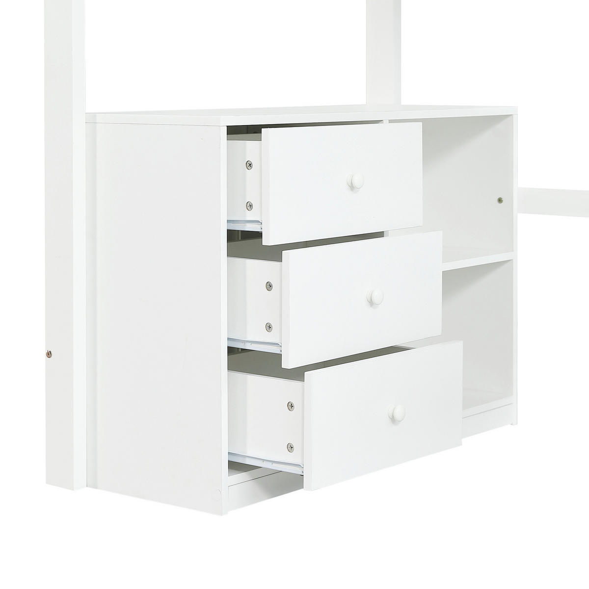 HOCHBETT 90/200 cm aus Kiefer und MDF mit Schreibtisch und Stauraum Weiß - Weiß, Holz (90/200cm) - Modenvie