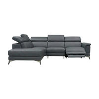 ECKSOFA Planet Echtleder mit 1 x Relaxfunktion Anthrazit - Anthrazit, Leder/Metall (232/256cm)